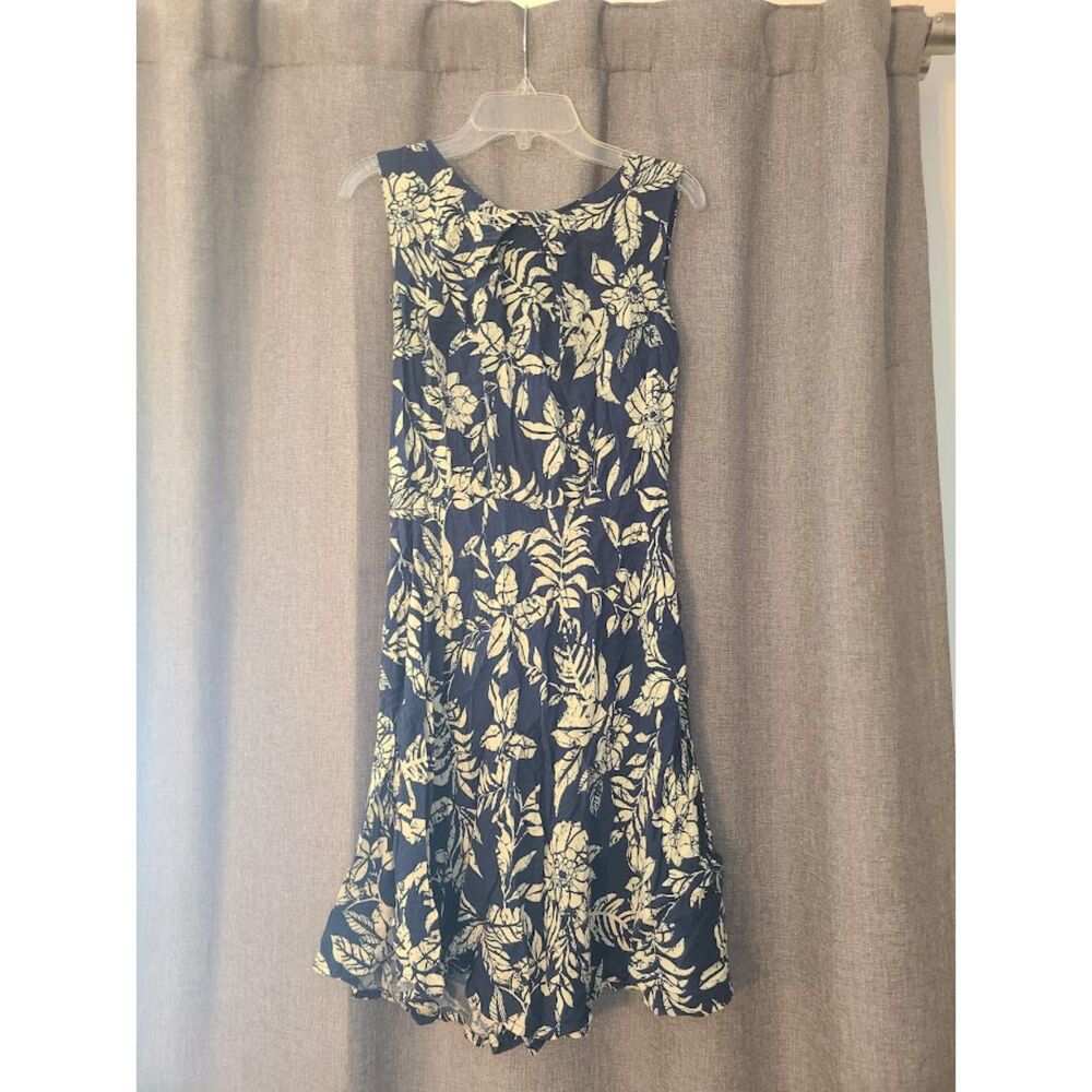 Blue hawaiian tropical print dress